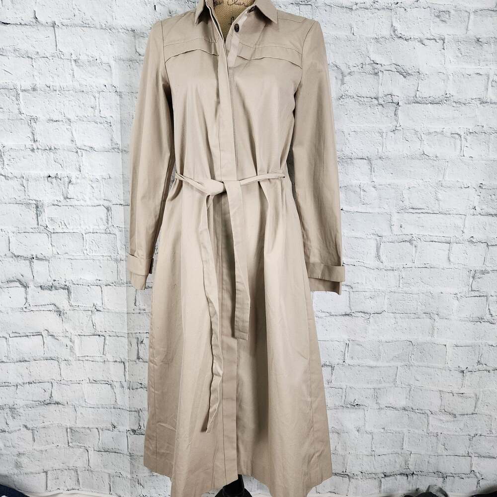 Elizabeth and james Trench Coat Sz S khaki casual belted A3